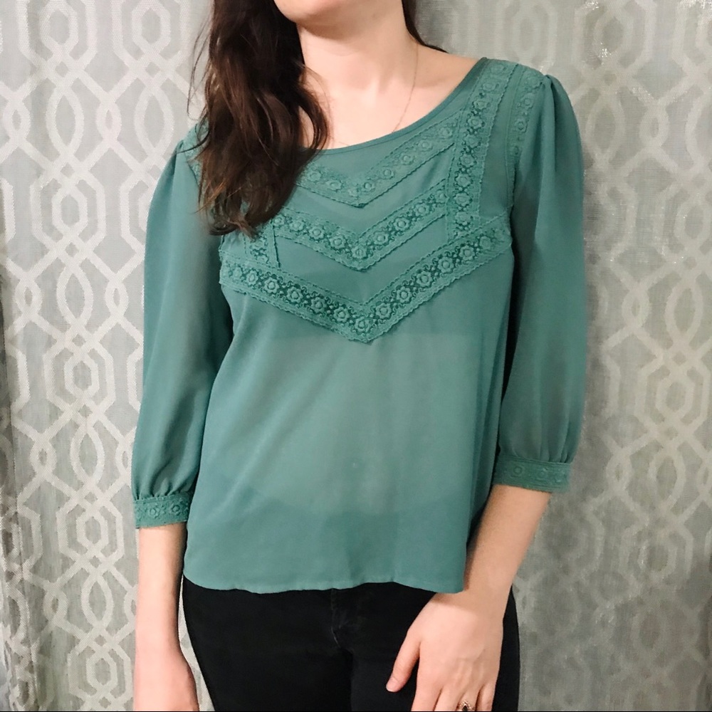 Forever 21 | Sheer Teal Blouse